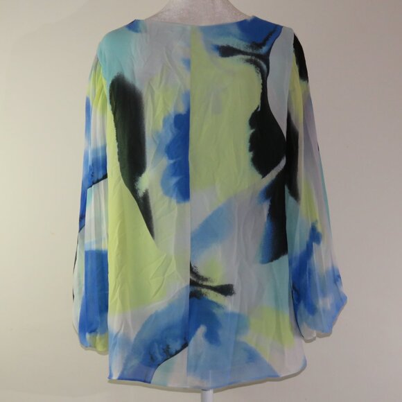 Alfani Abstract 3/4 Bubble Sleeve Wide Neck Pullover Blouse Size M (C1112) - Picture 5 of 6